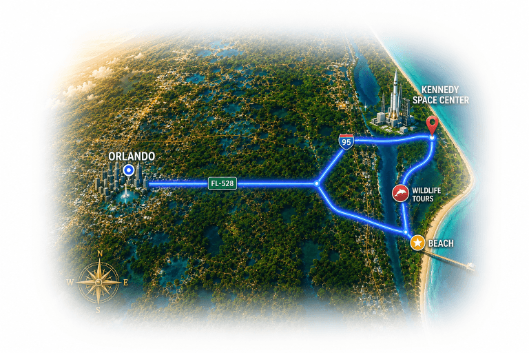 11orlando to Kennedy Space Center map
